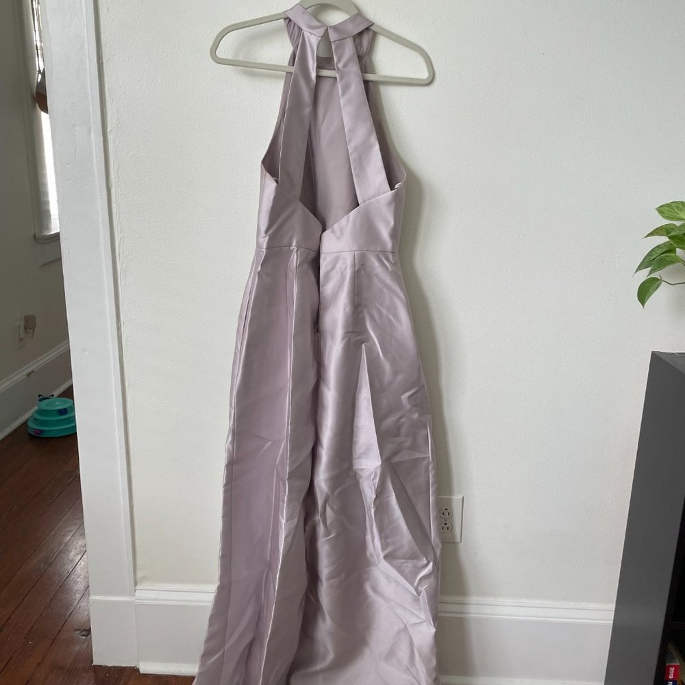 Dessy Group Bridesmaid / Maid of Honor Dress Satin Twill Taupe Size 12 - Picture 4 of 8
